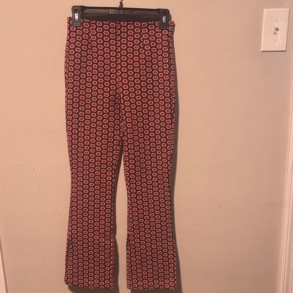 Source Unknown Red and Black Patterned Flare Pants